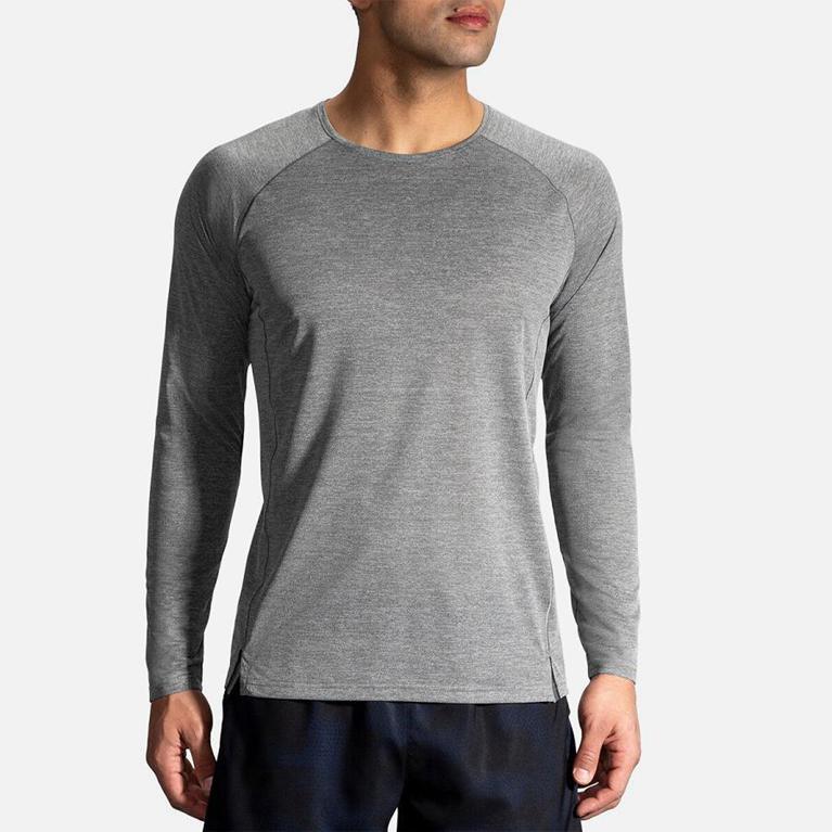 Brooks GHOST Long Sleeve Running Shirt Mens Sale - Grey (PQS761280)